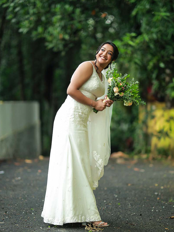 bride gown for Christian wedding In Kerala