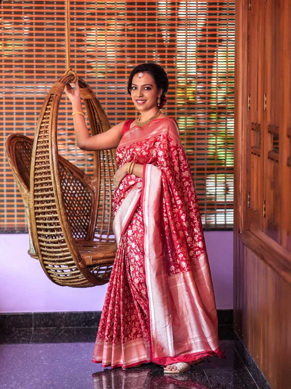 Best christian wedding red saree In Kerala
