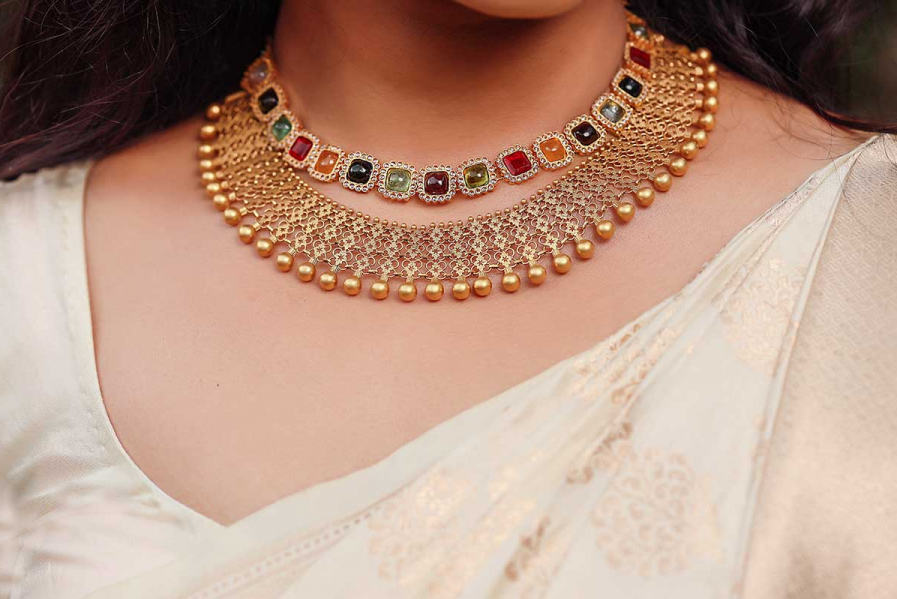 Kerala wedding jewellery for bride 