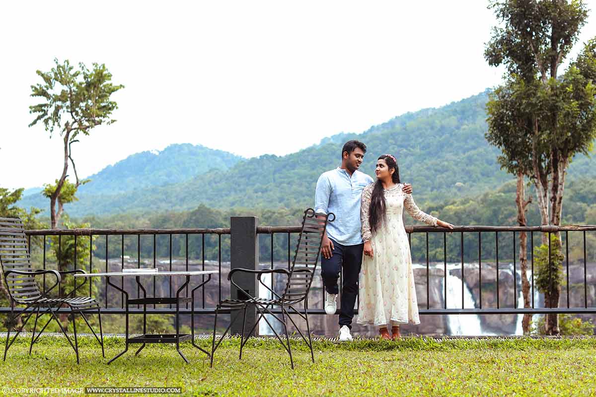 save the date photo ideas In athirapally waterfalls